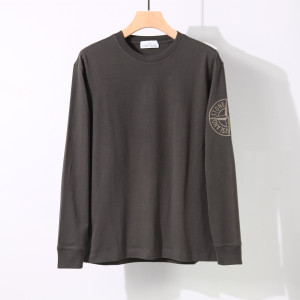 Stone 25 로고 자수 라운드넥 긴팔 티셔츠