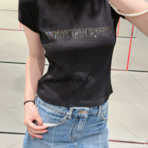 Alexander wang 크리스탈 레터링 티셔츠