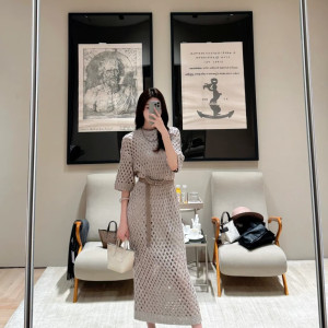 니트 메쉬 롱 원피스