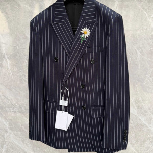 네이비 스트라이프 더블 재킷