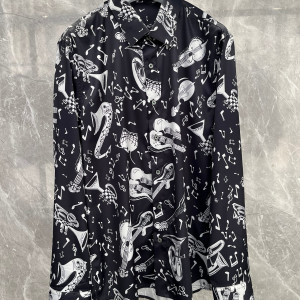 DG 음악문자 프린트 긴소매 셔츠